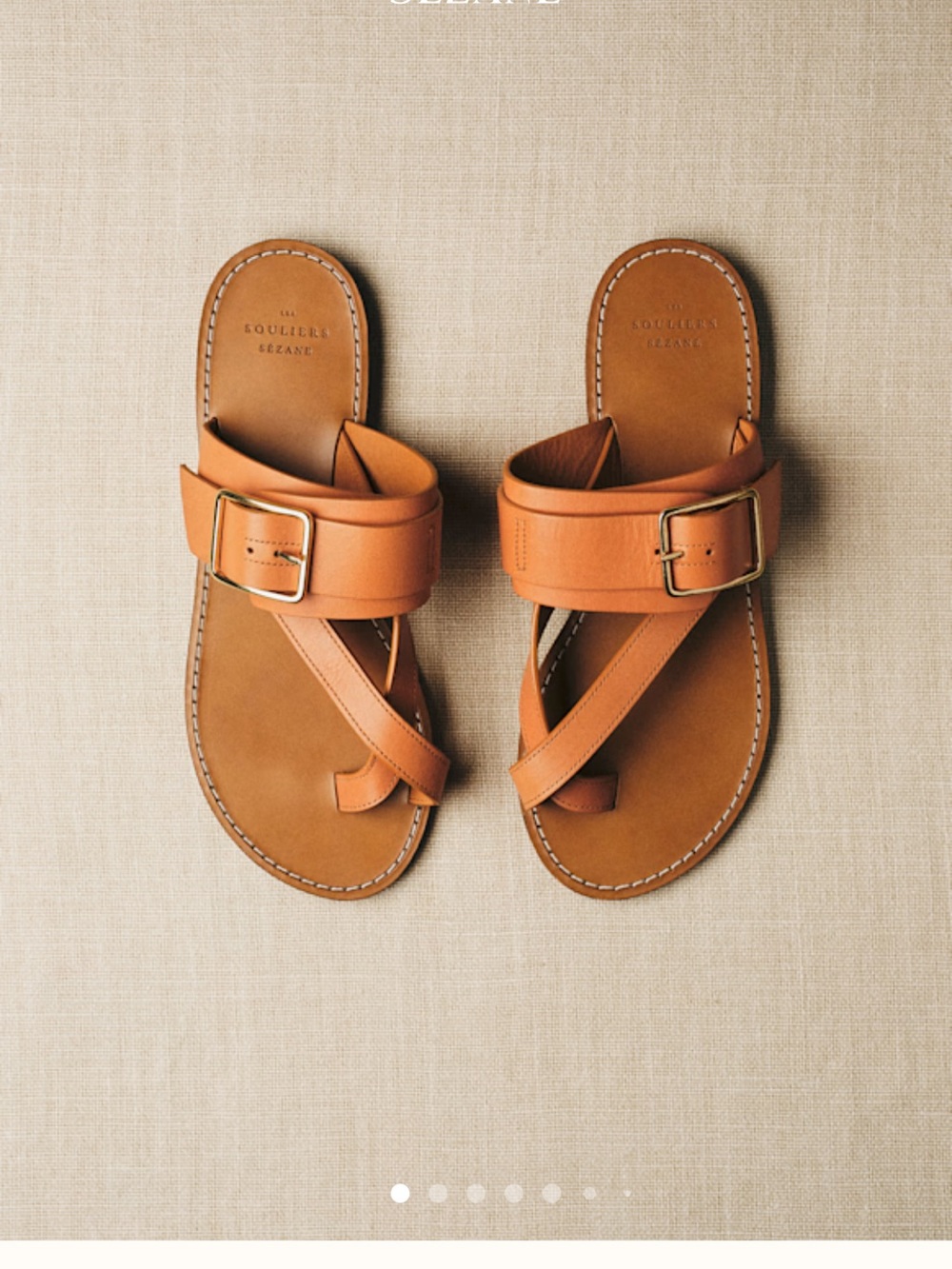 Sezane Tan Leather Buckle Slide Sandals